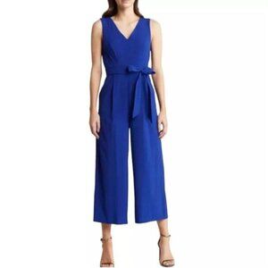 Calvin Klein Cobalt Blue Commuter V-Neck Sleeveless Jumpsuit Size 10 New